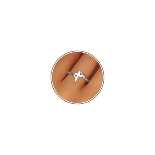 Gold Cross Statement Rings for Women 14K Gold Silver Tone Non Tarnish Cute Band High Polished Smooth Comfort Fit Size 5-10 - color: A-Silver