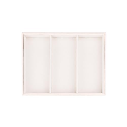 Leather Jewelry Organizer Trays Storage Drawer Display Case | Velvet Liner Stackable for Necklace,Rings and Earring (Pearl3) - color: Pearl3