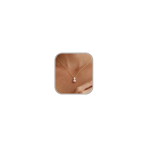 Pearl Necklaces for Women,Dainty Gold Pendant Necklaces Waterproof Jewelry | 14K Gold Plated Pearl Necklaces,Dainty Elegant Wedding Necklace,Small Cute Adjustable Minimalist Necklace,Non Tarnish Jewelry - color: GOLD-13