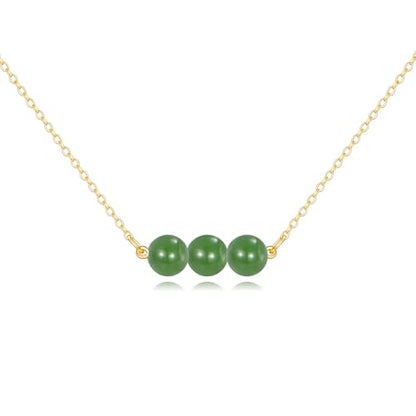KECHO 14K Real Gold Beads Pendant Necklace Solid Yellow Gold Jewelry Anniversary Birthday Gifts for Women - color: Green Jade 3
