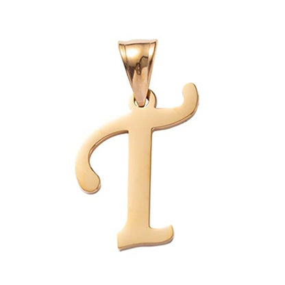 Initial Charms Gold Initial Pendant 14k Gold Letter Charm Name Pendant for Women and Men - style: T