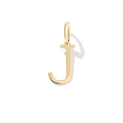 14K Solid Gold Initial Letter Charm Pendant for Women - Personalized Block Letter Add On Charm (A to Z All Letters) - color: J