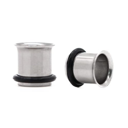 Forbidden Body Jewelry 12G-1 Inch Surgical Steel Single Flared Tunnel Plugs Plus O-Ring, Choose Pcs/Gauge - style: 2pcs: 10mm (00GA)