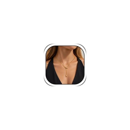 Roe Dolph Snake Chain Lariat Necklace for Women Gift Fashion Accessory Adjustable Y Necklace Sliding Bead Drop Pendant Gold Tone Silver Tone - color: A3：gold