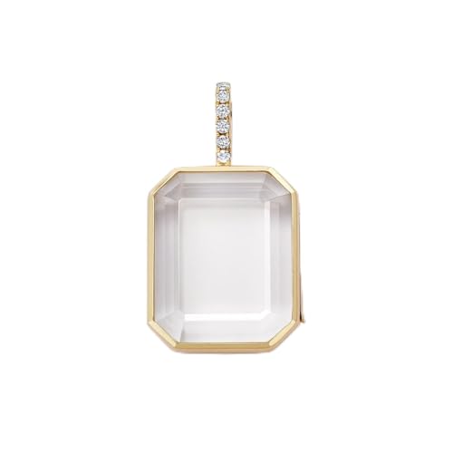Women Locket Necklace Titanium steel Round 18K Gold Photo Lockets that Hold Picture Living Floating Memory Glass Locket Necklace for Family, Friends, Lovers - color: Gold rectangle