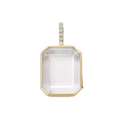 Women Locket Necklace Titanium steel Round 18K Gold Photo Lockets that Hold Picture Living Floating Memory Glass Locket Necklace for Family, Friends, Lovers - color: Gold rectangle
