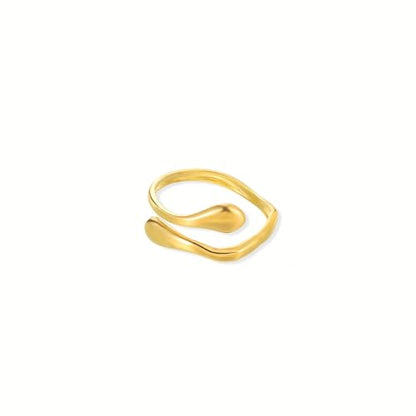 Stainless Steel Gold Plated Open Ring for Women, Minimalist Contemporary Style Ring with Polished Smooth Surface, Elegant Versatile Jewelry for Daily, Party, Wedding, Birthday & Christmas Gift