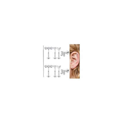 20g 16g Tragus Piercing Jewelry Helix Earrings Threadless Flat Back Earrings for Women Forward Helix Cartilage Earring Tragus Jewelry Medusa Labret Lip Piercing Jewelry Lip Studs 16 Gauge 8mm - color: B6 - threadless 16g 6mm - silver