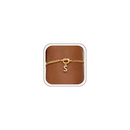 Gold Initial Bracelets for Women Jewelry Gifts - Dainty 14K Gold Plated Zircon Letter Knot Bracelet 26 Alphabet Monogram Initial Bracelets Birthday Gifts for Women - color: S