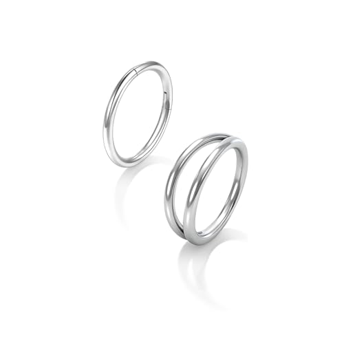 Titanium Septum Ring 5pcs, 18g Nose Rings Hoops for Women Men, Hypoallergenic Septum Rings Septum Hoop Daith Cartilage Tragus Helix Rook Piercing - color: 2 Pcs Silver, size: 18 Gauge 8mm