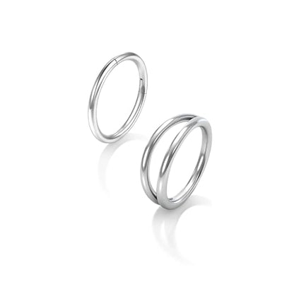 Titanium Septum Ring 5pcs, 18g Nose Rings Hoops for Women Men, Hypoallergenic Septum Rings Septum Hoop Daith Cartilage Tragus Helix Rook Piercing - color: 2 Pcs Silver, size: 18 Gauge 8mm