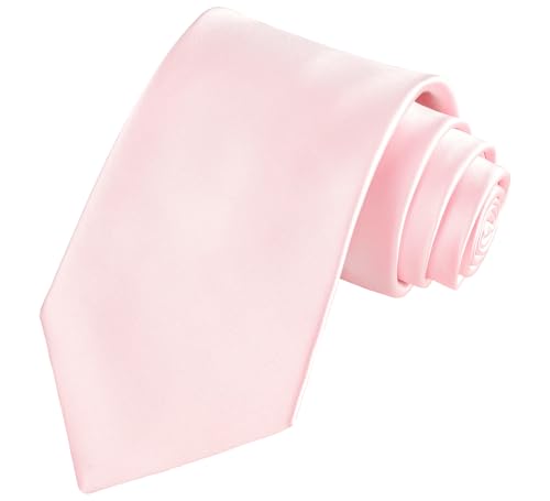 TIE G Solid Satin Woven dyed Color Formal Black Necktie and Pocket Square Sets in Gift Box - color: Blush