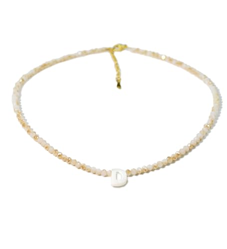 Tanyoyo Initial Necklaces for Women - Trendy Beaded Choker Necklace for Women, Handmade Letter Choker Necklace Jewelry for Women - style: D