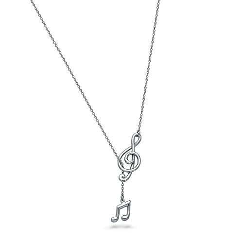 BERRICLE Sterling Silver Lariat Necklace for Women - Celestial Charm, Infinity Cross, Melody Note, Teardrop Styles - style: Melody Note
