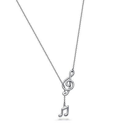 BERRICLE Sterling Silver Lariat Necklace for Women - Celestial Charm, Infinity Cross, Melody Note, Teardrop Styles - style: Melody Note