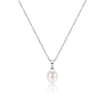 EAMTI Pearl Necklaces for Women Trendy 925 Sterling Silver Freshwater Cultured Single Pearl Necklace Dainty Pendant Necklace - color: Silver