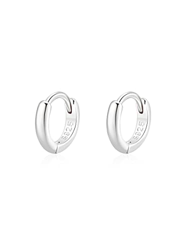 Mini Tiny Huggie Hoop Earrings Top Upper Ear Cartilage Forward Helix Cuff Plain Simple 925 Sterling Silver Gold 9mm 8mm 7mm 6mm 5mm Hoop Earrings - color: Silver-6mm