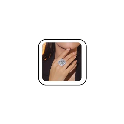 Sparkling Rhinestone Ring Bohemia Thick Large Oval Geometric Ring Square Princess Rings Fashion Heart Zircon Crystal Ring Prom Wedding Party Ball Rings for Women - color: Quadrate