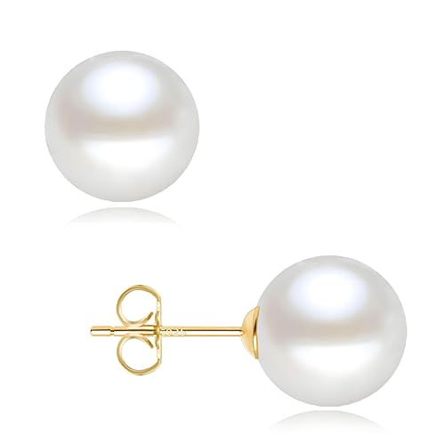 18K Gold Plated 925 Sterling Silver Shell Pearl Stud Earrings,Hypoallergenic to Sensitive Ears - style: A_L - 6mm - Gold
