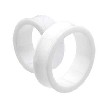 1 PAIR (2pcs) ACRYLIC TUNNELS Double Flare Gauges Solid Saddle Thin Ear Flesh Plugs 1037 - color: White, size: 1-1/2" (38MM)