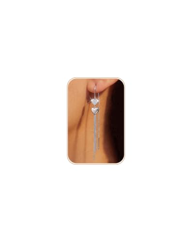 Silver Dangle Earrings Women Dangling Drop Bridesmaid Wedding Prom Jewelry - color: Silver heart
