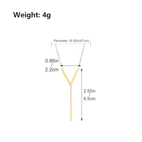 Simple Gold Bar Necklace for Women,Dainty Long Chain Lariat Necklaces Trendy Silver Statement Y Necklace,Charm Everyday Jewelry Accessories Gifts - color: Gold