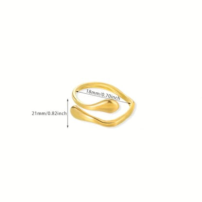 Stainless Steel Gold Plated Open Ring for Women, Minimalist Contemporary Style Ring with Polished Smooth Surface, Elegant Versatile Jewelry for Daily, Party, Wedding, Birthday & Christmas Gift