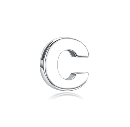 CANDYFANCY Initial Pendant 925 Sterling Silver Letters Personalized Alphabet Pendant Fit 1mm Box Chain - color: Alphabet C Pendant
