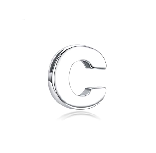 CANDYFANCY Initial Pendant 925 Sterling Silver Letters Personalized Alphabet Pendant Fit 1mm Box Chain - color: Alphabet C Pendant