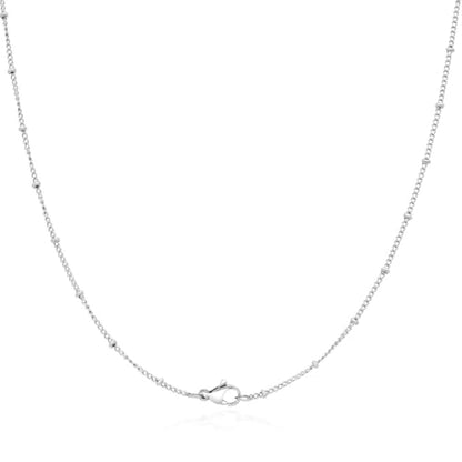 Adabele 304 Surgical Stainless Steel Satellite Bead Station Chain Necklace Cable/Curb 18 20 22 Inch Non Tarnish Waterproof Women Jewelry - size: 18 Inch - 10pcs, style: 1.4mm curb chain