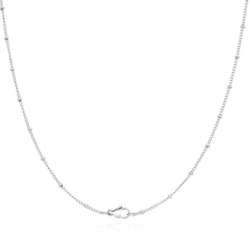 Adabele 304 Surgical Stainless Steel Satellite Bead Station Chain Necklace Cable/Curb 18 20 22 Inch Non Tarnish Waterproof Women Jewelry - size: 22 Inch - 10pcs, style: 1.4mm curb chain