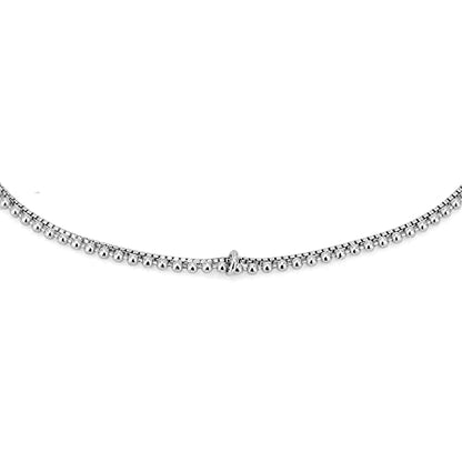 Vanbelle Sterling Silver Jewelry Double-Layered Beaded Chain Anklet with Rhodium Plating for Women