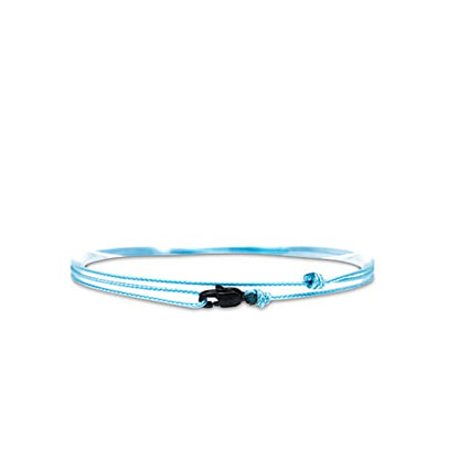 Made by Nami Surfer Anklet with Snap Hook Clasp Waterproof & Adjustable Thin String Ankle Bracelets for Women and Men Handmade Jewelry for Beach and Music Festival Accessories - color: Light Blue Black