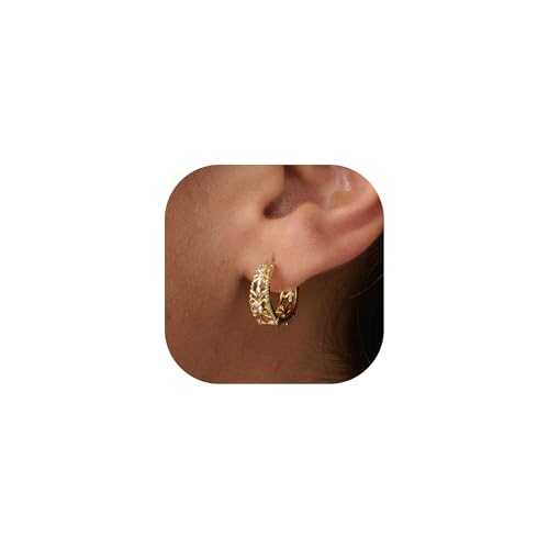 LLWOM Gold Huggie Earrings for Women-14k Gold/Silver/Rose/Black Plated Heart Hoop Earrings Hypoallergenic Lightweight Hoops Gifts - style: Traditional