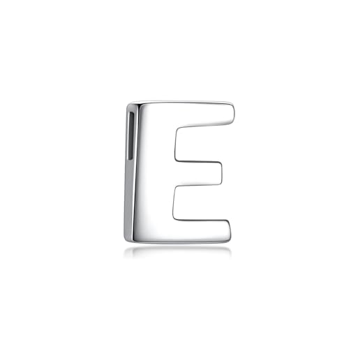 CANDYFANCY Initial Pendant 925 Sterling Silver Letters Personalized Alphabet Pendant Fit 1mm Box Chain - color: Alphabet E Pendant