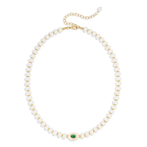 Chunky Beaded Necklace for Women Colorful Bead Choker Necklace Fashion Trendy Summer Boho Bead Statement Necklaces Beach Vocation Holiday Jewelry Gifts - color: White Beaded