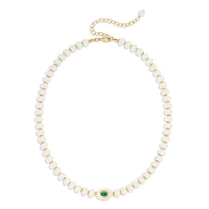 Chunky Beaded Necklace for Women Colorful Bead Choker Necklace Fashion Trendy Summer Boho Bead Statement Necklaces Beach Vocation Holiday Jewelry Gifts - color: White Beaded