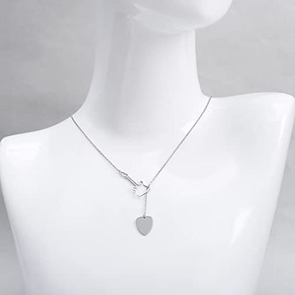 18K Gold Plated Stainless Steel Bee Honeycomb Pendant Necklace, Adjustable Y Lariat Conch/Guitar/Horseshoe Necklace for Women - color: Silver, style: Guitar