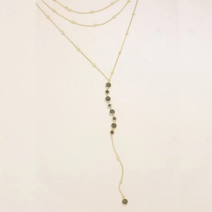 Ettika Lariat Necklace for Women. Gold Drop Necklace, Necklaces for Women. 18K Gold or Rhodium Plated Chain. Trendy Jewelry - color: N1169 Black/Gold