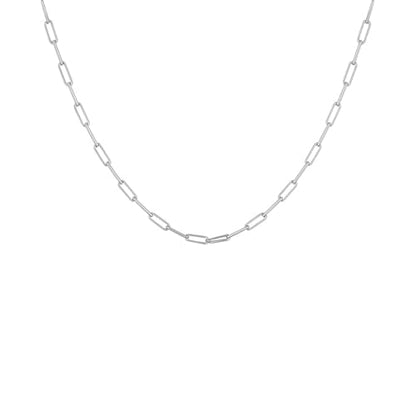 DESTIN Jewelry 18K Gold Plated Paperclip Chain Necklace, 2.5-6.5mm | Waterproof, hypoallergenic and tarnish-resistant adjustable stainless steel layering chain for women. - color: Stainless Steel, size: 14" + 2", style: 2.5 MM