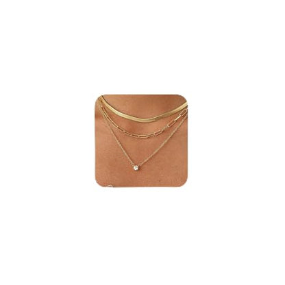Coshilta Layered Gold Necklaces for Women, 14K Plated Gold Sterling Silver Plated Dainty Pendant Necklace Set with Cubic Zirconia,Stackable Chain Choker,Trendy Personalized Jewelry Gift Non Tarnish - style: C-N0492-CZ