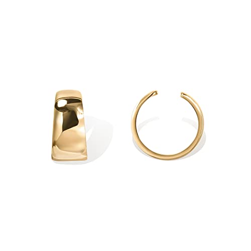 PAVOI 14K Gold Plated 925 Sterling Silver Round Huggie Ear Cuff Earrings for Women | Clip On Cartilage Cuff Earrings - style: Ultra Wide