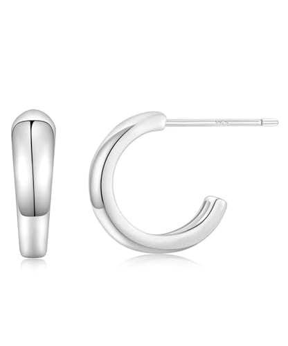 Monkton Huggie Earrings for Women S925 Sterling Silver Open Hoop Earrings - Chic Lightweight Dainty Minimalist Hypoallergenic