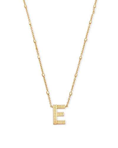 Kendra Scott Letters A-Z Pendant Necklace for Women, Fashion Jewelry, 14k Gold-Plated Brass - color: Letter E
