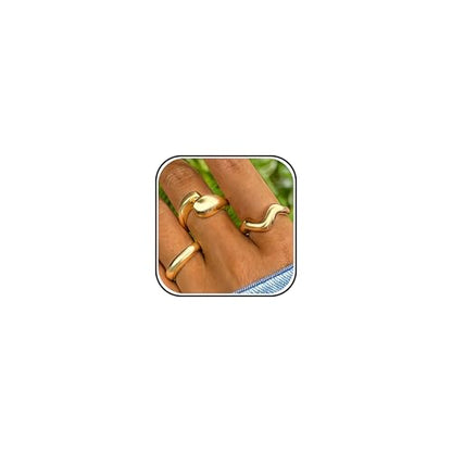 Roe Dolph Chunky Gold Rings for Women Stackable Statement Ring Set | Mixed sculptural shapes and polished surfaces create bold stacking combinations for parties dinners and everyday outfits - color: A1
