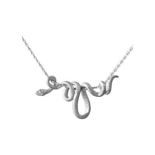 WETMT Chunky Snake Pendant Necklace for Women Gold Snake Statement Necklace Vine Snake Chain Necklace Chunky Adjustable Snake Necklace Fashion Simple Jewelry - color: Silver