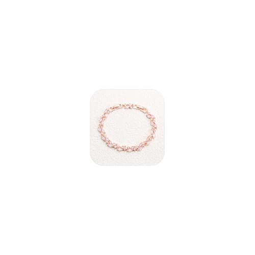 Crysdue Marquise Teardrop Cubic Zirconia Wedding Bridal & Prom Tennis Bracelets for Brides Bridesmaids, Silver/Gold/Rose Gold Plated Bracelet Gifts for Women - style: E_Rose gold 6.3-7.5"