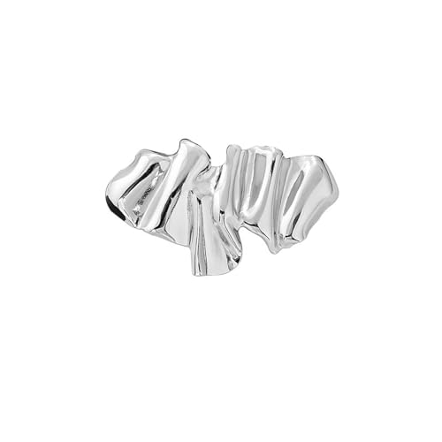 Gold Irregular Geometric Fold Brooch Pins Vintage Statement Chunky Round Polished Metal Badges Lapel Pin for Women Men Minimalist Suit Dress Hat Bag Jacket Clothing Daily Wear Jewelry Accessories - color: Silver