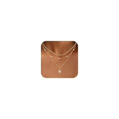 XIXINI Layered Necklaces for Women, Dainty Gold Necklace Stack 14k Gold Plated Layering Pendant Necklace Set Simple Statement Gold Necklaces for Women Trendy Fashion Waterproof Gold Jewelry - color: Gold-Set 4
