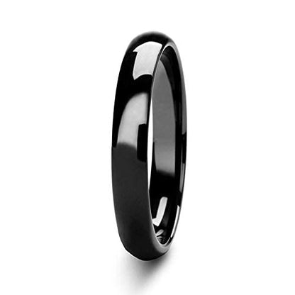 Sterling Silver Plain Dome Wedding Band for Men and Women, Made In USA - Custom Text Personalized Ring, 3mm to 8mm Width, Size 4-13 - color: Black, size: 5, style: 3 MM Width (Blank)